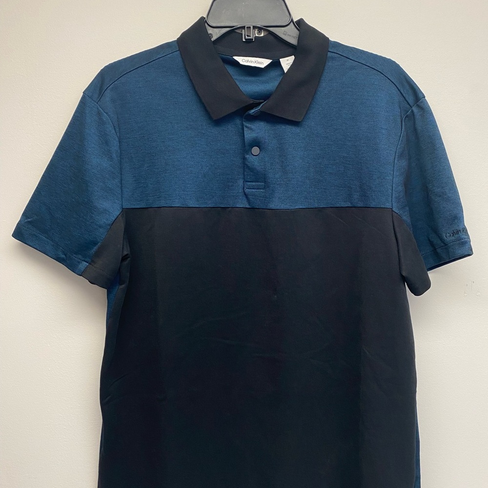 CALVIN KLEIN Black Beauty Short Sleeve Stretch Pique Solid Tipped Polo